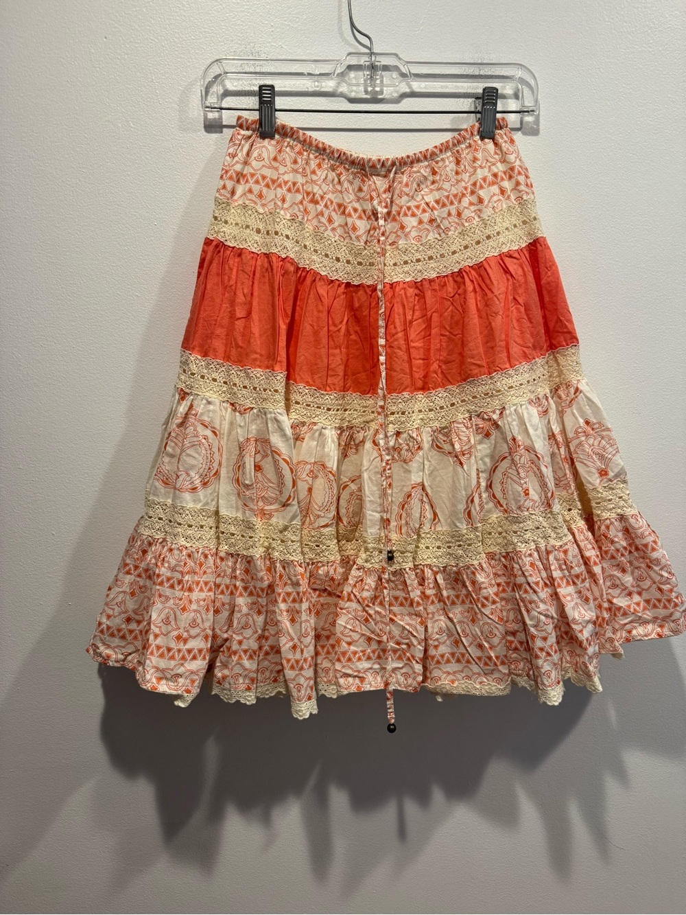 Guess Jeans Vintage Peach and Ivory Boho Peasant Skirt